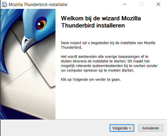 Thunderbird install wizard